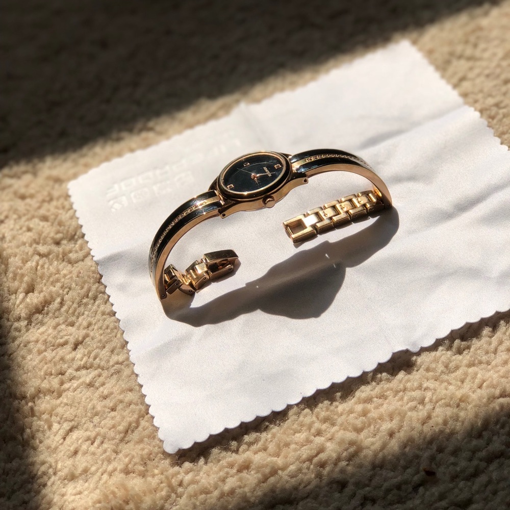 Armitron 75/5208rg Black and Rose Gold Watch